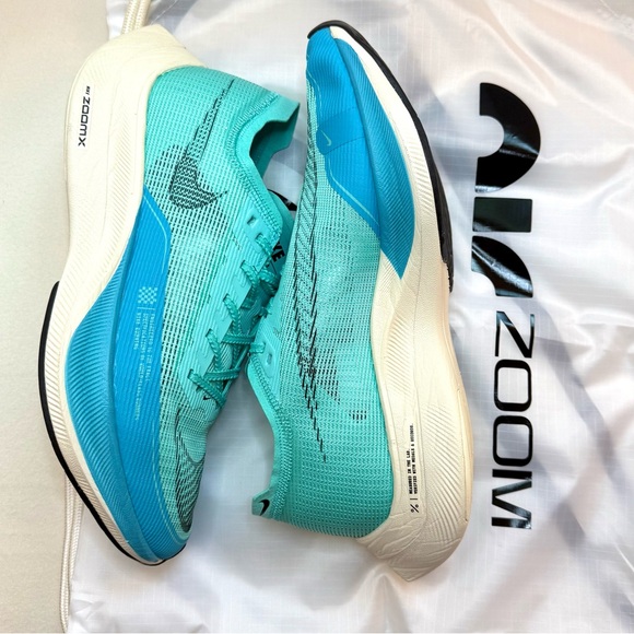 Nike Women’s ZoomX Vaporfly Next% 2 Road Racing Sneakers in Aqua and White